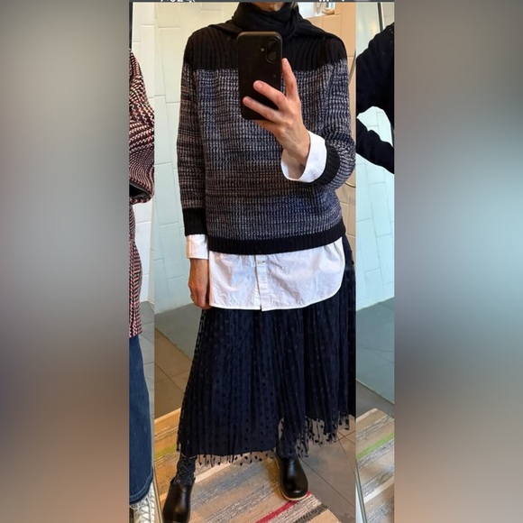 Kate Spade Navy Embroidered Tulle Pltd Midi Skirt - Picture 3 of 9